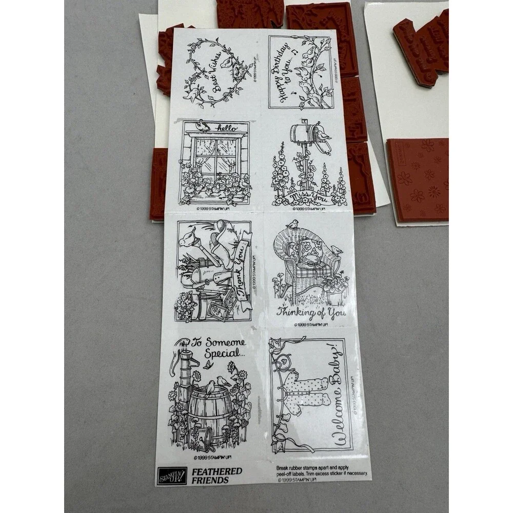 Stampin Up Feathered Friends Cling stamp set of 8 1999 Scrapbooking